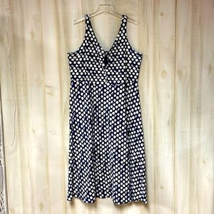 Chaps Navy White Polka Dot Cotton Lace-up Maxi Dress Sz 2X